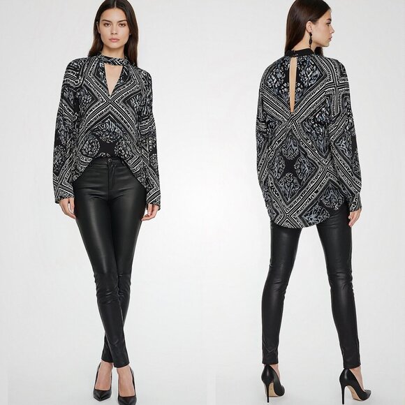 Free People Walking on a Dream Tunic Top Black White S NWOT - Picture 2 of 10